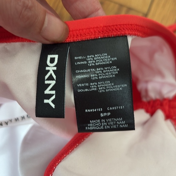 Dkny One Shoulder Tankini Top Swimsuit Orange Coral Size Small NWT bikini - Picture 6 of 7